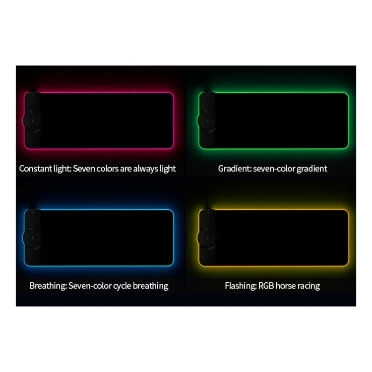 RGB01 10W 無線充電滑鼠墊 RGB 發光滑鼠墊，尺寸：800 x 300 x 4mm