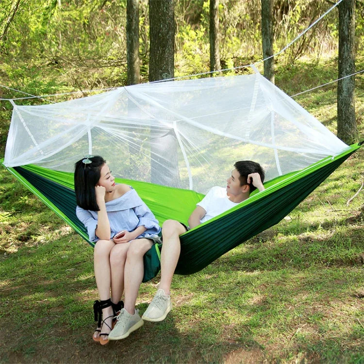 1-2人戶外蚊帳降落傘吊床 露營吊床睡床搖椅 便攜雙人椅，260 x 140cm，260x140cm藍灰色，260x140cm粉色，260x140cm粉藍色，260x140cm綠色，260x140cm黃綠色，260x140cm深藍色