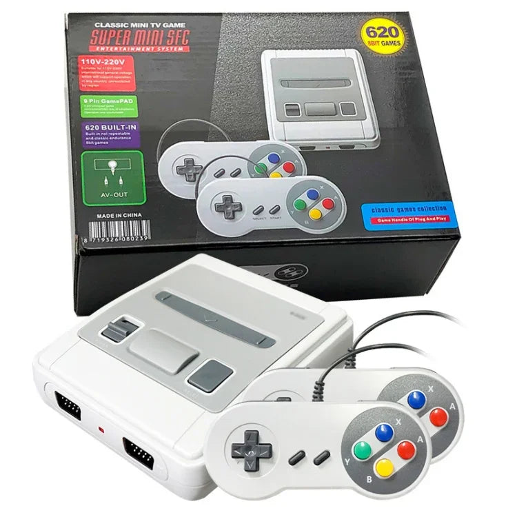 SFC620 迷你 8 位元電視遊戲機，內建 620 款遊戲，支持 AV 輸出，SFC620（美規插頭）
