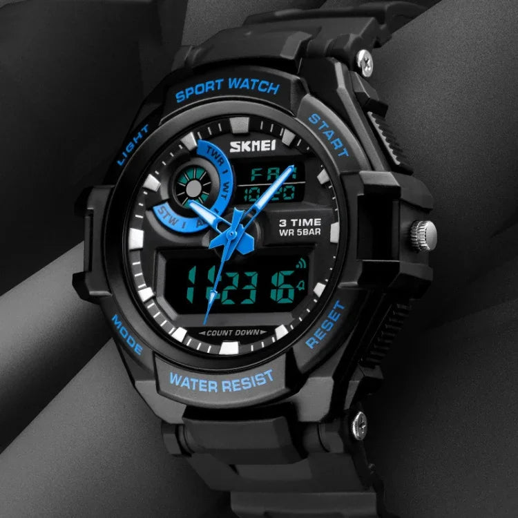 SKMEI 1357 Mens Multifunctional Sports Digital Watch Student Waterproof Watch, Red, Blue, Black