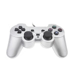 有線遊戲手柄 雙馬達震動 銀色燃油噴射遊戲手柄 適用於 PS2，適用於 PS2