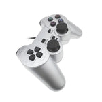有線遊戲手柄 雙馬達震動 銀色燃油噴射遊戲手柄 適用於 PS2，適用於 PS2