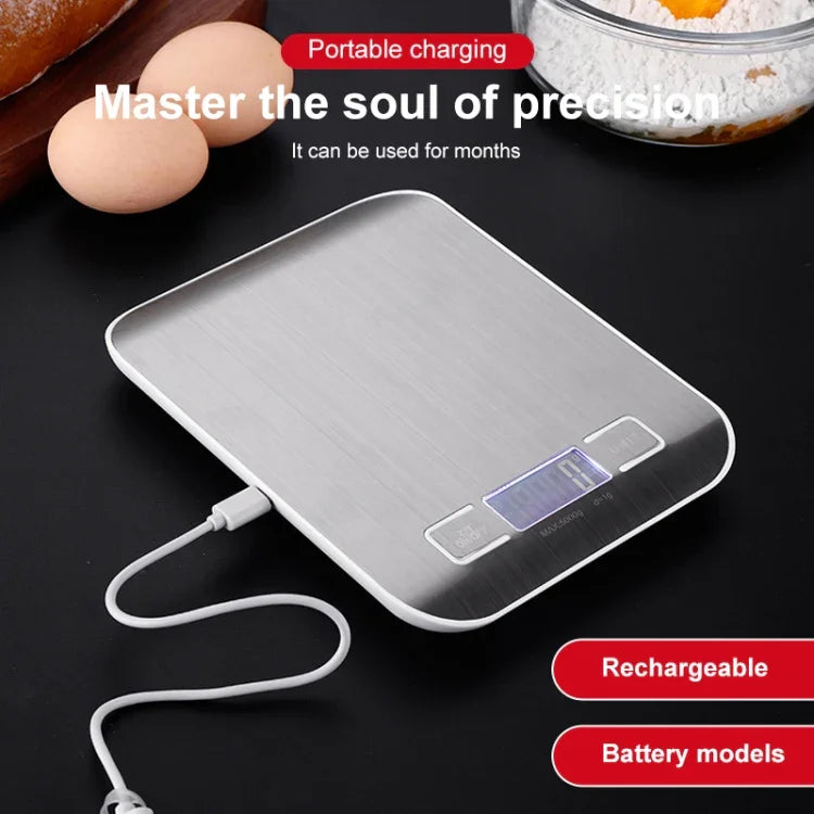 不鏽鋼小型食品電子秤 廚房便攜烘焙電子秤，5kg/1g（電池款白色），5kg/1g（電池款黑色），10kg/1g（電池款白色），5kg/1g（可充電白色），10kg/1g（可充電白色）