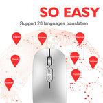 M103 1600DPI 5 鍵 2.4G 無線滑鼠 充電 AI 智能語音辦公滑鼠，支援 28 種語言，白色，黑色，銀色，玫瑰金，灰色