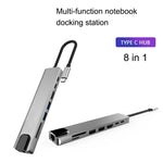 WC7367 8 合 1 87W Type-C 轉 PD+USB3.0/USB2.0+SD+TF+HDMI+RJ45+Type-C 擴充基座集線器，WC7367
