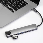 WC7367 8 合 1 87W Type-C 轉 PD+USB3.0/USB2.0+SD+TF+HDMI+RJ45+Type-C 擴充基座集線器，WC7367