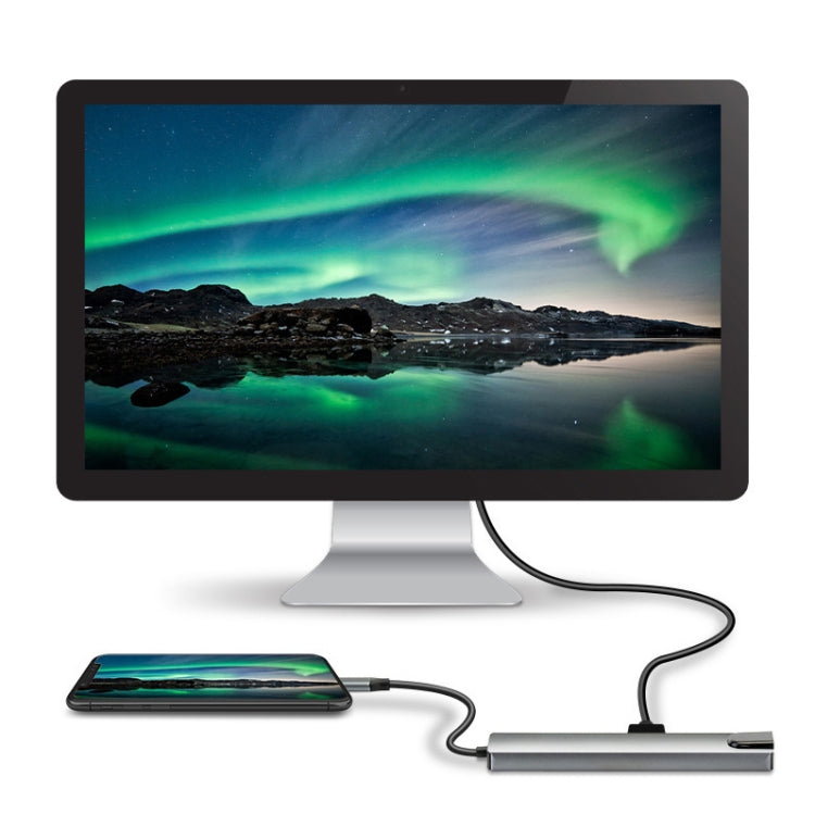 WC7367 8 合 1 87W Type-C 轉 PD+USB3.0/USB2.0+SD+TF+HDMI+RJ45+Type-C 擴充基座集線器，WC7367