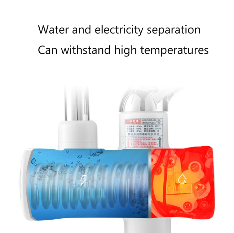 廚房即熱電熱水龍頭熱冷水加熱器歐規插頭，燈顯示下進水口、燈顯示側進水口、燈顯示漏水保護下進水口、燈顯示漏水保護側進水口