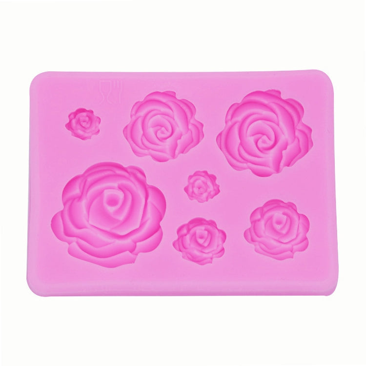 2件套DIY手工皂巧克力翻糖烘焙模具3D玫瑰花蛋糕裝飾矽膠模具，花形（粉色），花形（灰色）