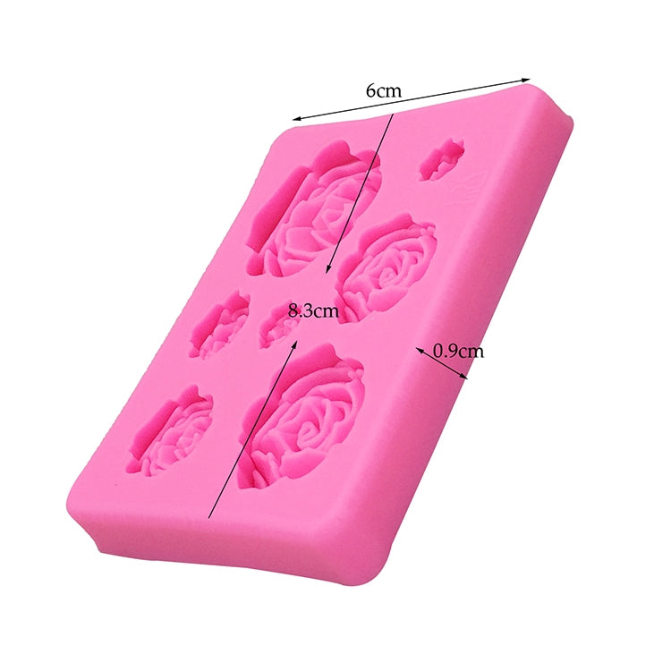 2件套DIY手工皂巧克力翻糖烘焙模具3D玫瑰花蛋糕裝飾矽膠模具，花形（粉色），花形（灰色）
