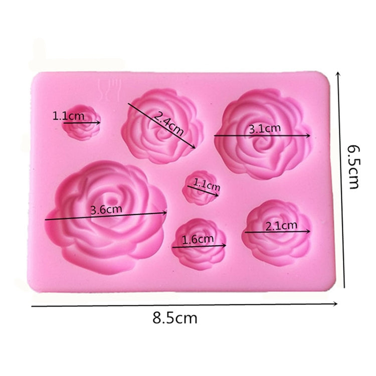 2件套DIY手工皂巧克力翻糖烘焙模具3D玫瑰花蛋糕裝飾矽膠模具，花形（粉色），花形（灰色）