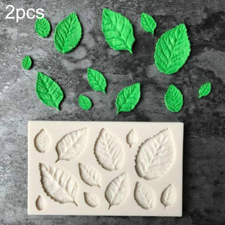 2件套糖藝葉子矽膠翻糖模具蛋糕裝飾工具巧克力烘焙模，葉子形狀