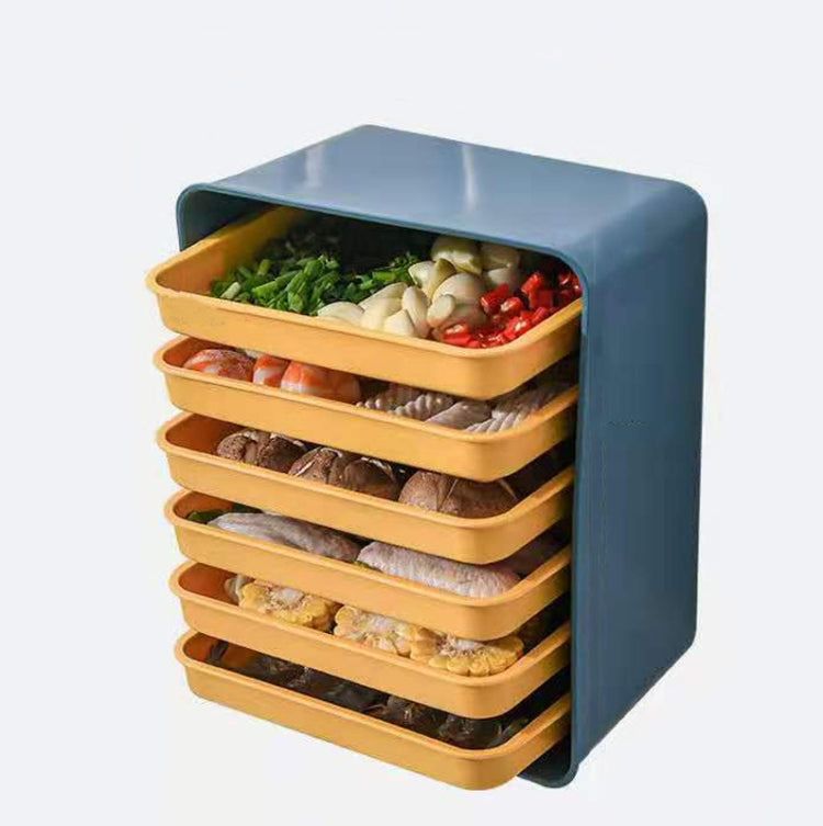 6層壁掛式火鍋托盤廚房家用備菜盤免打孔長方形配菜盤，灰框+白盤，藍框+黃盤