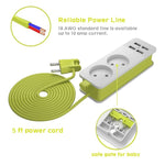 電源排插1/2歐規插頭4個USB埠1200W 250V 1.5米線長壁掛便攜多孔插座，歐規插座