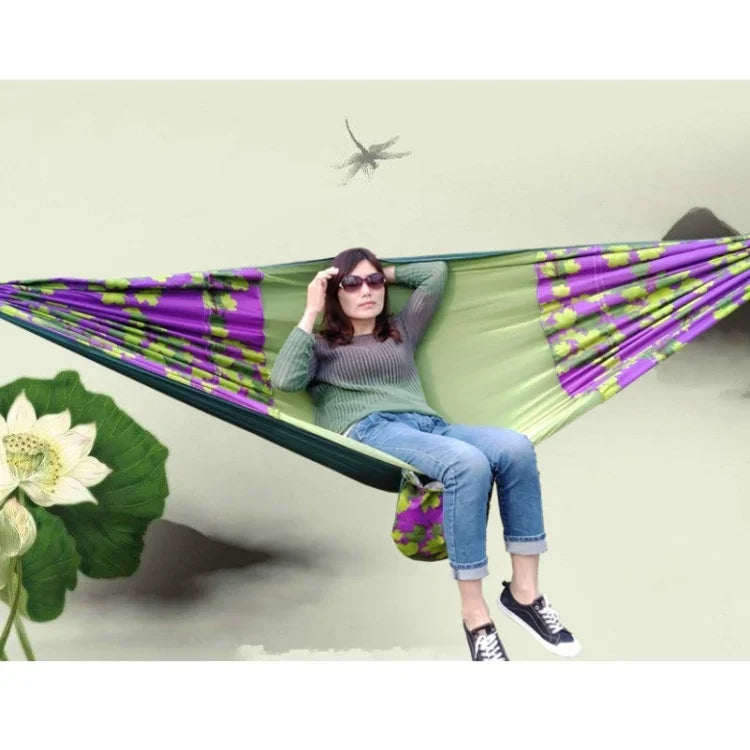 戶外露營防蚊遮陽吊床 降落傘布印花蚊帳吊床，尺寸：270x140cm，270x140cm 楓葉