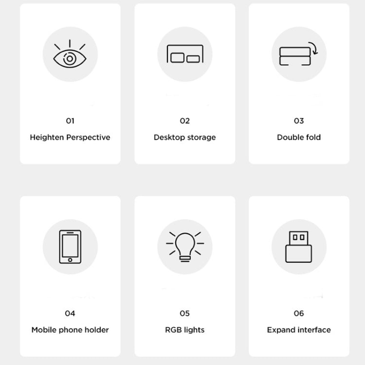 ICE COOREL T1 顯示器增高架折疊筆記本支架帶RGB燈光及4個USB擴展接口
