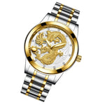 FNGEEN S666 防水夜光非機械錶 石英超薄龍鳳圖案情侶錶，全金色金面，全金色黑面，全金色白面，半金色金面，半金色黑面