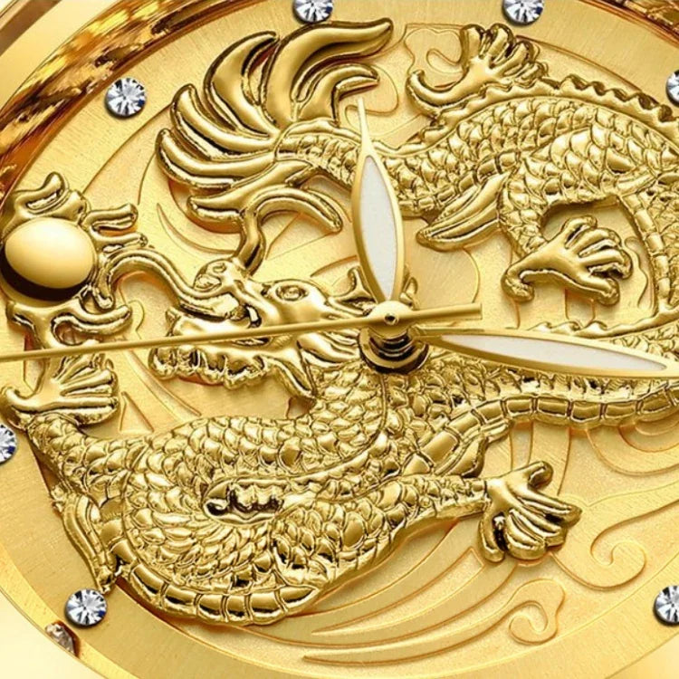 FNGEEN S666 防水夜光非機械錶 石英超薄龍鳳圖案情侶錶，全金色金面，全金色黑面，全金色白面，半金色金面，半金色黑面