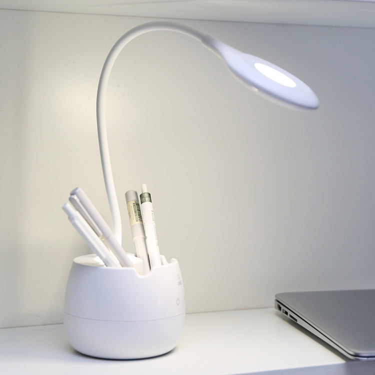 得力 4326 三檔可調環形 USB 充電桌燈 帶筆筒