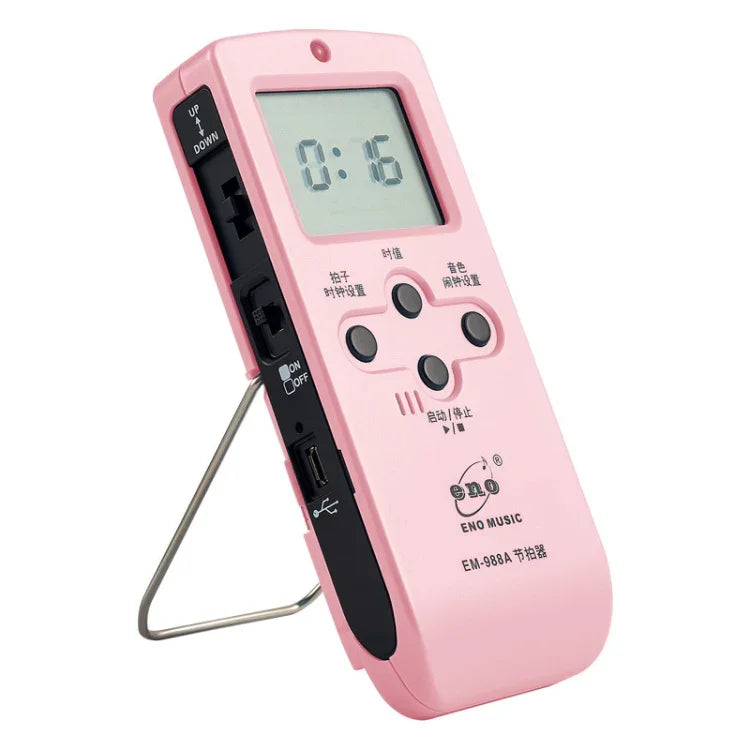 ENO EM-988A 電子人聲可充電節拍器，適用鋼琴/吉他/鼓/古箏/小提琴，EM-988A（粉紅色）