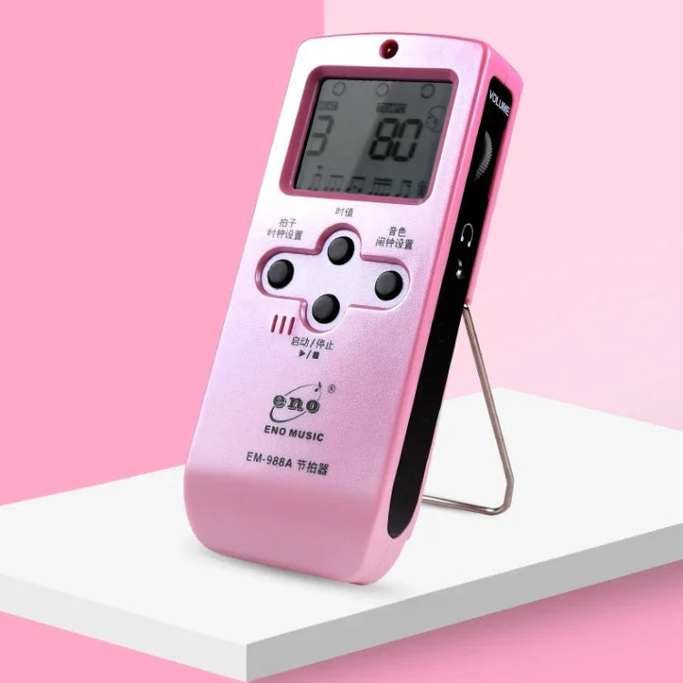 ENO EM-988A 電子人聲可充電節拍器，適用鋼琴/吉他/鼓/古箏/小提琴，EM-988A（粉紅色）