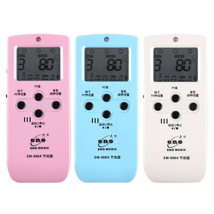 ENO EM-988A 電子人聲可充電節拍器，適用鋼琴/吉他/鼓/古箏/小提琴，EM-988A（粉紅色）