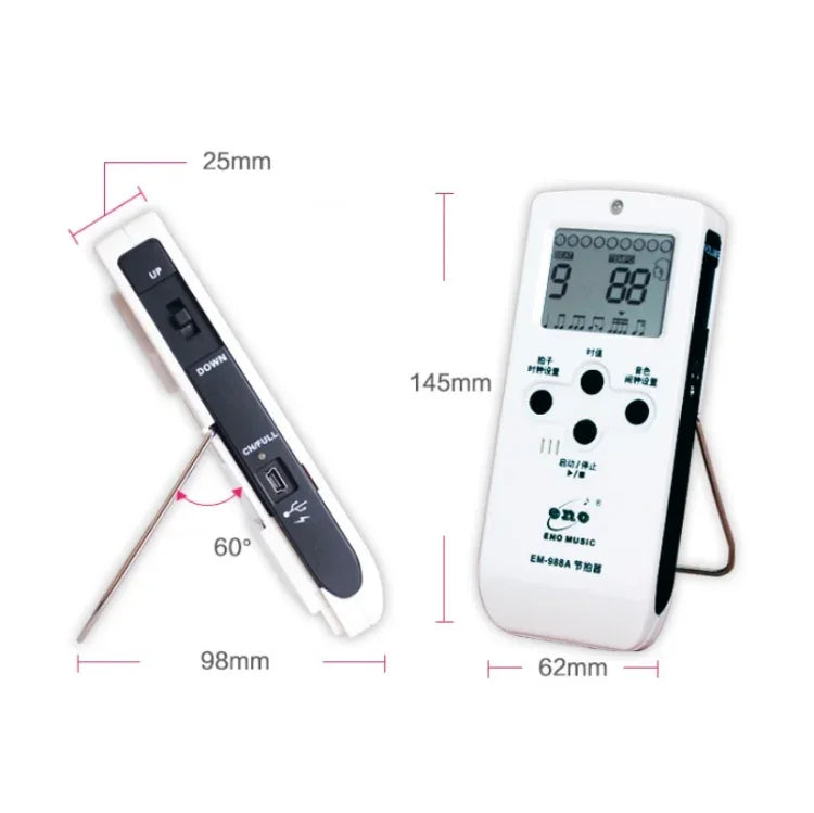 ENO EM-988A 電子人聲可充電節拍器，適用鋼琴/吉他/鼓/古箏/小提琴，EM-988A（粉紅色）
