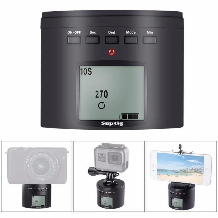 Suptig RSX-350 360 度全景頭動力驅動縮時穩定三腳架轉盤座，適用 GoPro HERO9 /8 /7 /6 /5 /5 Session /4 Session /4 /3+ /3 /2 /1，Xiaoyi 及其他運動相機