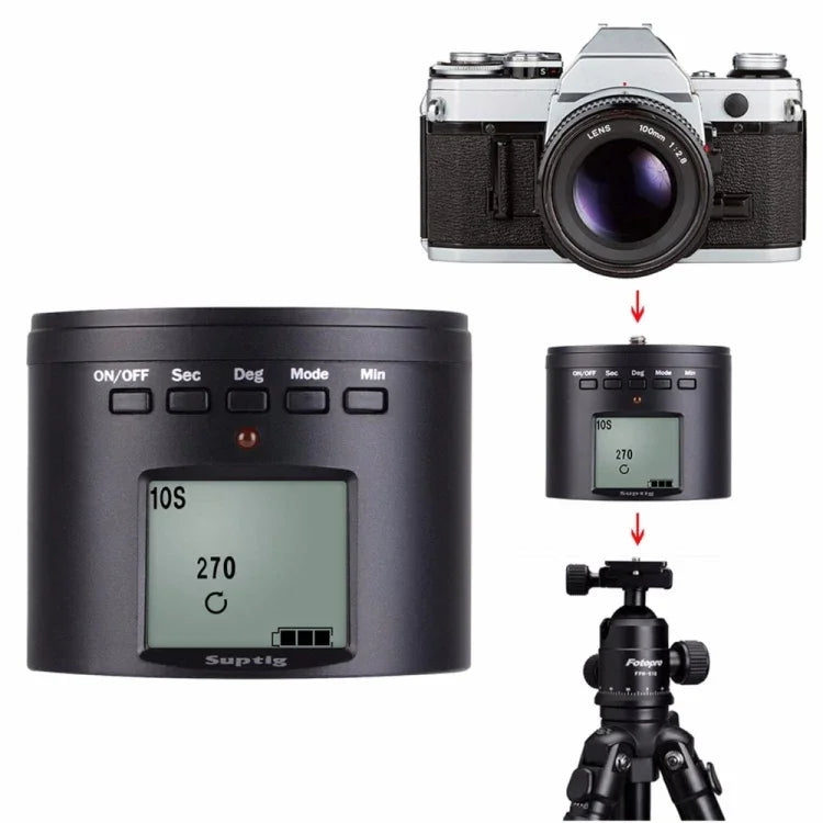 Suptig RSX-350 360 度全景頭動力驅動縮時穩定三腳架轉盤座，適用 GoPro HERO9 /8 /7 /6 /5 /5 Session /4 Session /4 /3+ /3 /2 /1，Xiaoyi 及其他運動相機