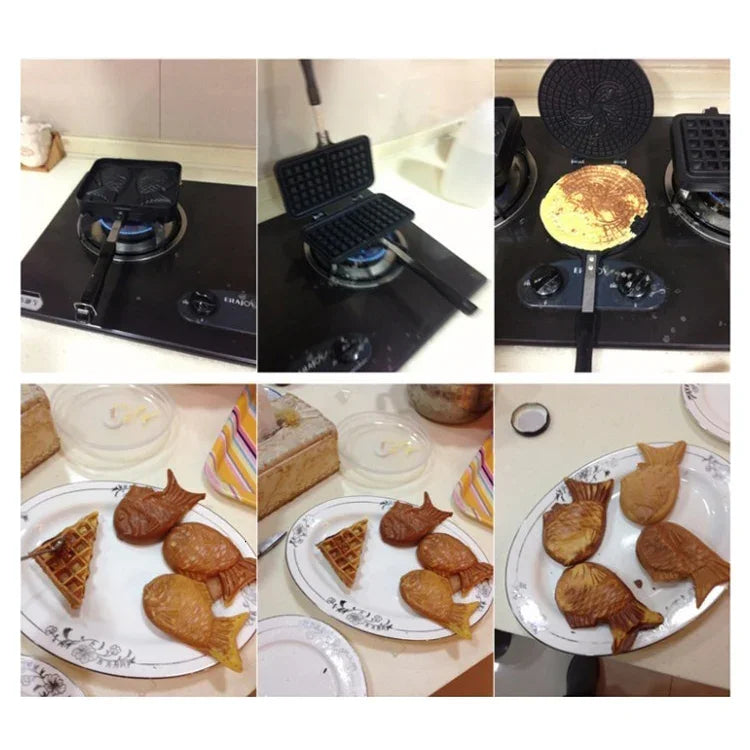 魚形烤盤鬆餅烤盤烘焙鯛魚蛋糕模家用工具，魚形鬆餅烤盤