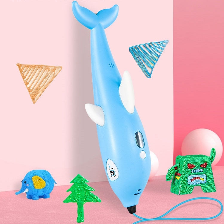 3D 列印筆 三維繪畫塗鴉筆，海豚粉