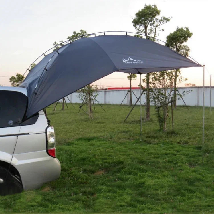 LADUTA戶外自駕遊燒烤露營車側帳 車尾延伸帳篷用品，灰藍色，噴漆銀色
