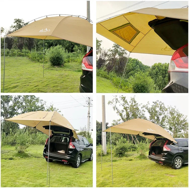 LADUTA戶外自駕遊燒烤露營車側帳 車尾延伸帳篷用品，灰藍色，噴漆銀色