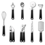 9合1塑料手柄不鏽鋼廚房用具家用小工具套裝，青色，黑色