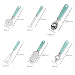 9合1塑料手柄不鏽鋼廚房用具家用小工具套裝，青色，黑色