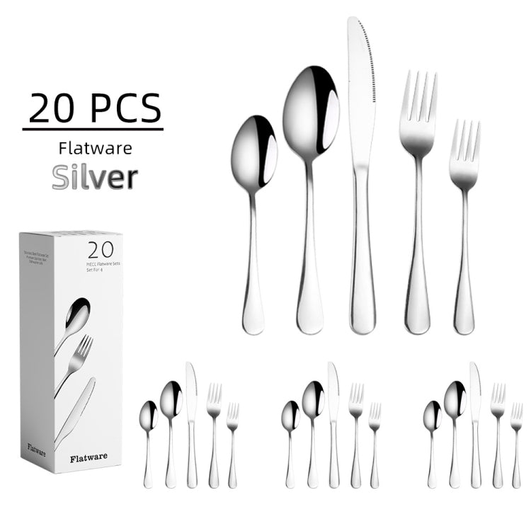 20合1不鏽鋼餐具牛排餐具組，真色，金色，玫瑰金，彩色，黑色