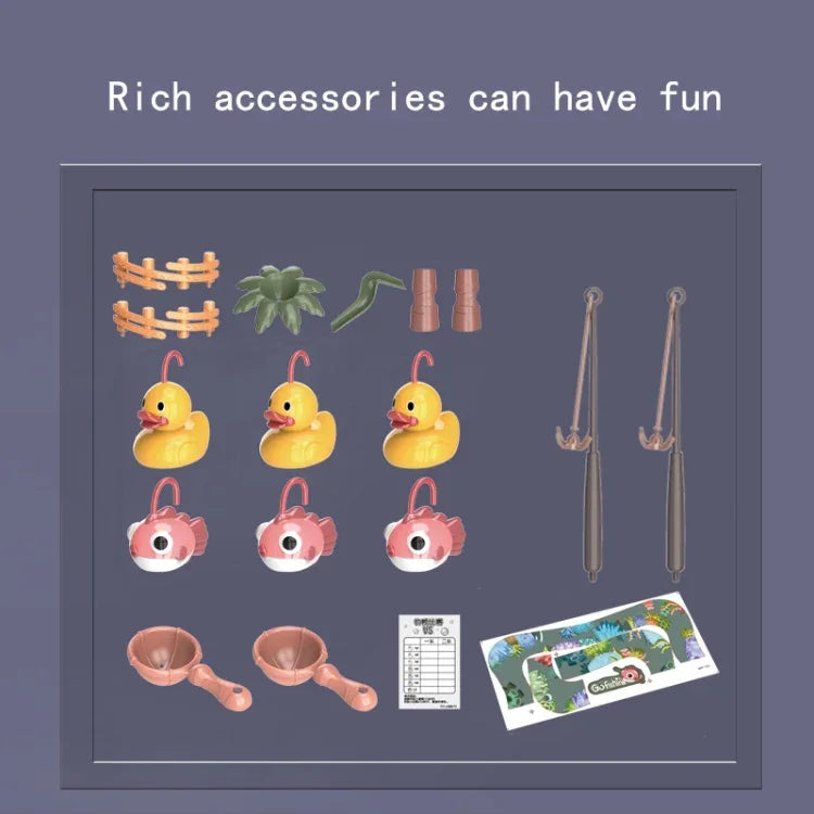 兒童教育遊戲屋電動旋轉釣魚站夏季水上遊戲玩具組，綠色 6 隻鴨，粉紅色 6 隻鴨，綠色 3 魚 3 鴨，粉紅色 3 魚 3 鴨