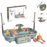 兒童教育遊戲屋電動旋轉釣魚站夏季水上遊戲玩具組，綠色 6 隻鴨，粉紅色 6 隻鴨，綠色 3 魚 3 鴨，粉紅色 3 魚 3 鴨