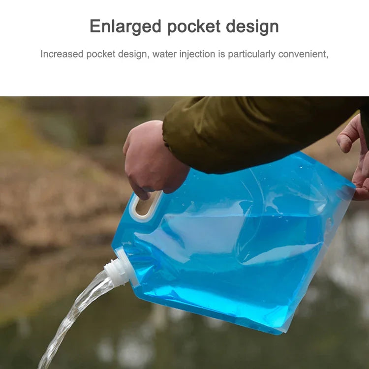 PE水袋 便攜折疊水袋 露營徒步生存補水儲水囊，10L（藍色）