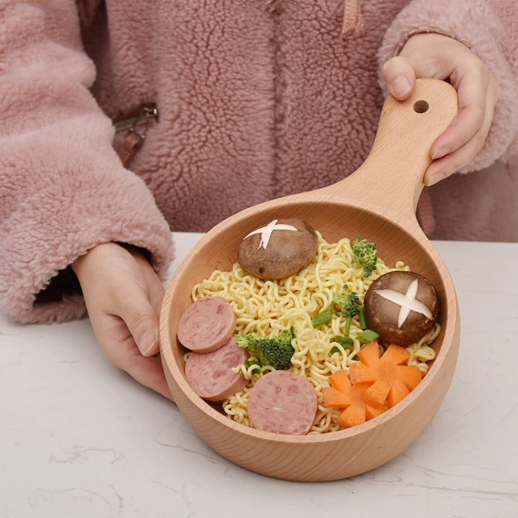 泡麵碗木製泡菜碗帶柄水果沙拉木碗，小號