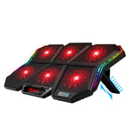 COOLCOLD RGB 筆記本散熱器六風扇可調筆記本冷卻底座，5V速度彩色版，5V觸控12交響版