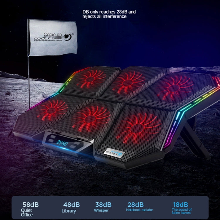COOLCOLD RGB 筆記本散熱器六風扇可調筆記本冷卻底座，5V速度彩色版，5V觸控12交響版