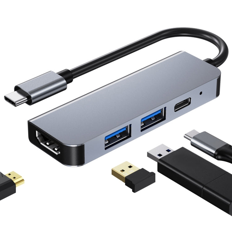 BYL-2011 4 合 1 USB-C / Type-C 轉 4K HDMI + USB 3.0 + USB 2.0 + PD USB-C / Type-C 充電埠多功能集線器擴充基座，4 合 1