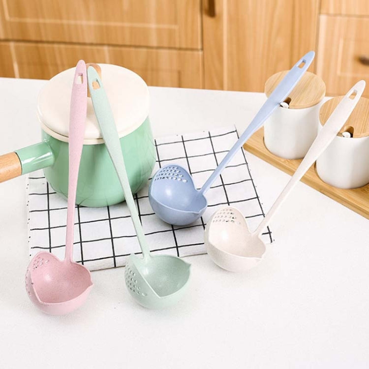 小麥稈湯勺濾網二合一環保餐具火鍋雙用勺濾器，北歐粉，北歐綠，北歐藍，北歐米色