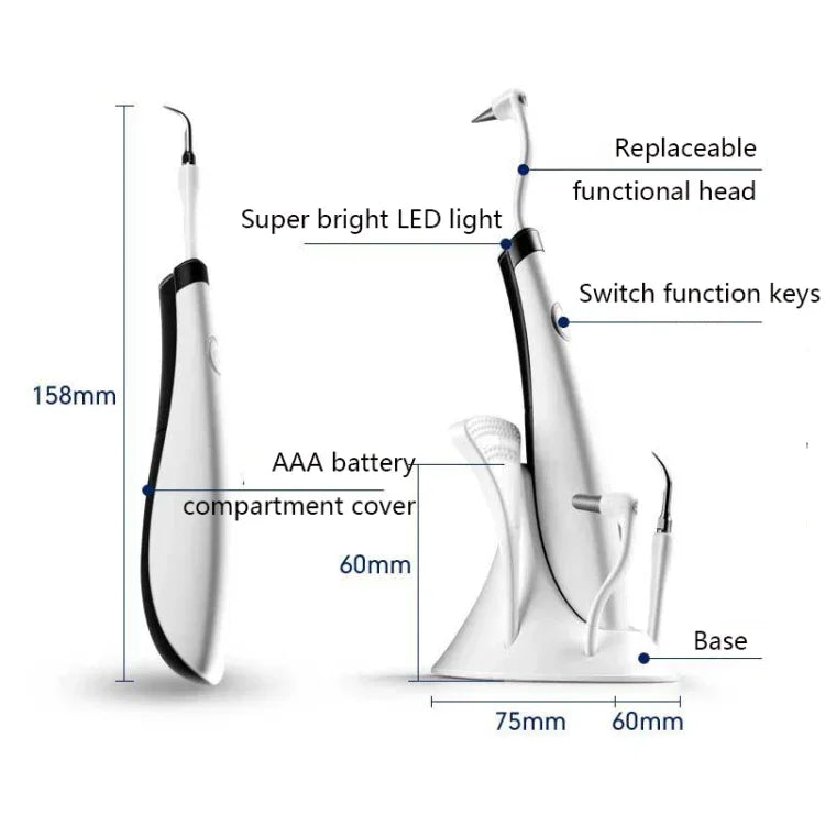 2319-S-51 家用聲波牙結石清除器便攜牙科護理工具牙齒清潔儀，白色，藍色，黑色