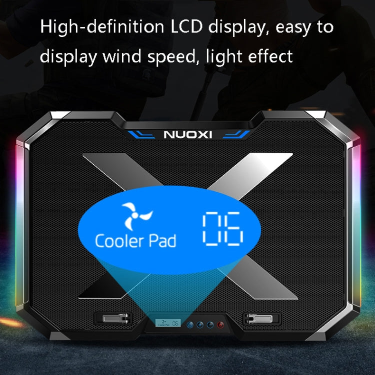 NUOXI Q8 筆記本散熱器液晶屏按鈕可控RGB發光電腦冷卻底座