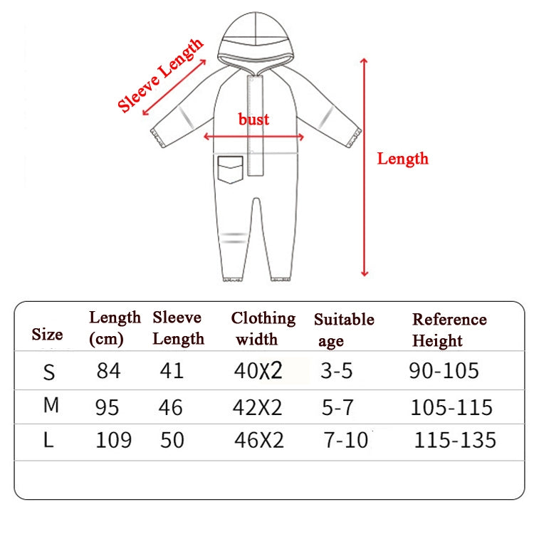 兒童連身雨衣男女輕量連帽披風, S, L, M