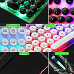 LIMEIDE GTX300 104鍵復古圓形鍵帽 USB 有線滑鼠鍵盤，線長：1.4m，朋克單鍵盤白色，朋克單鍵盤黑色，朋克套裝白色，朋克套裝黑色