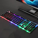 LIMEIDE GTX300 104鍵復古圓形鍵帽 USB 有線滑鼠鍵盤，線長：1.4m，朋克單鍵盤白色，朋克單鍵盤黑色，朋克套裝白色，朋克套裝黑色