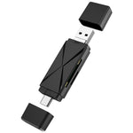 YH-109 SD/TF/Type-C/Micro USB/USB 電腦手機 OTG 讀卡機，白色，黑色
